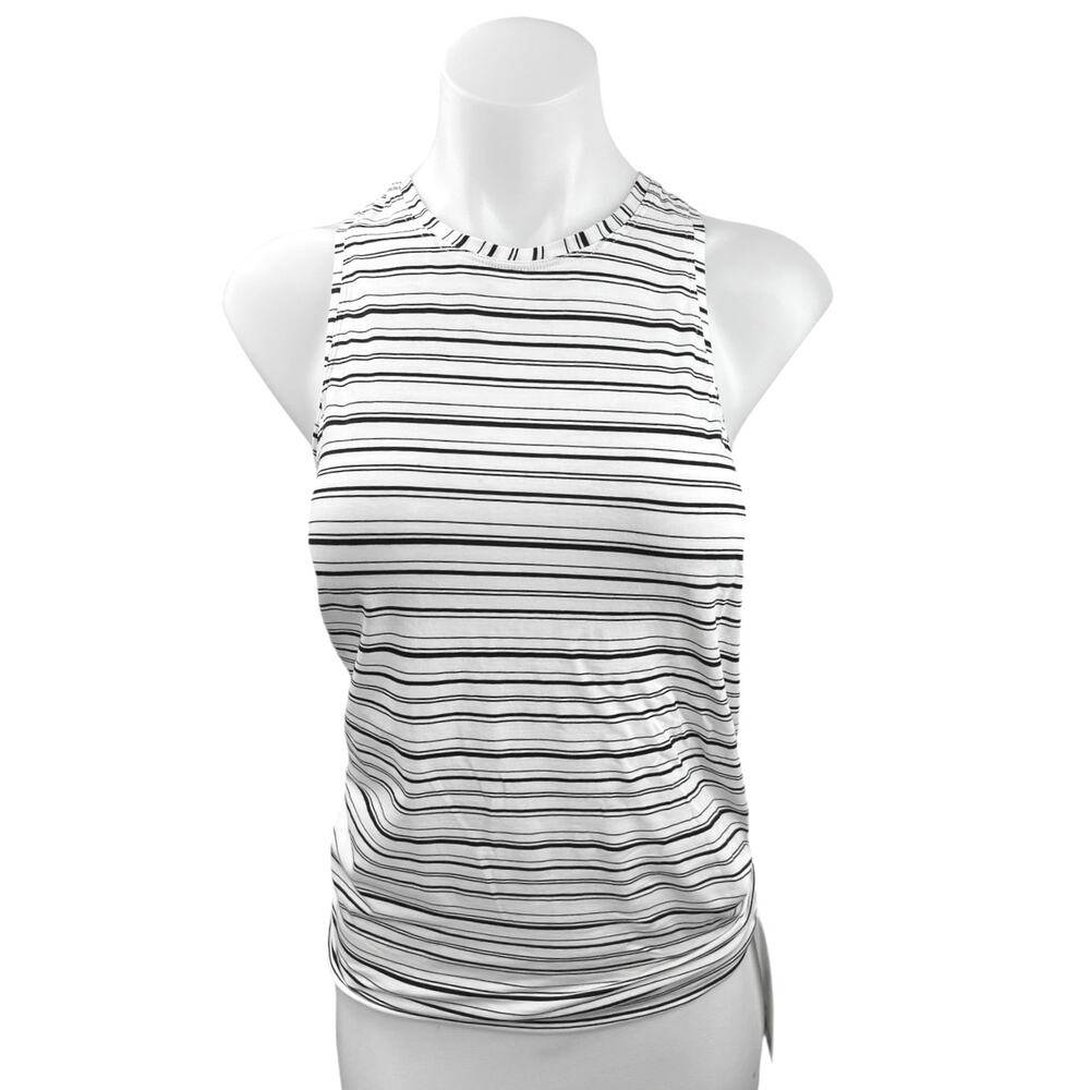 NEW Lululemon All Tied Up Womens White Black Striped Racerback Active Tank Top 4